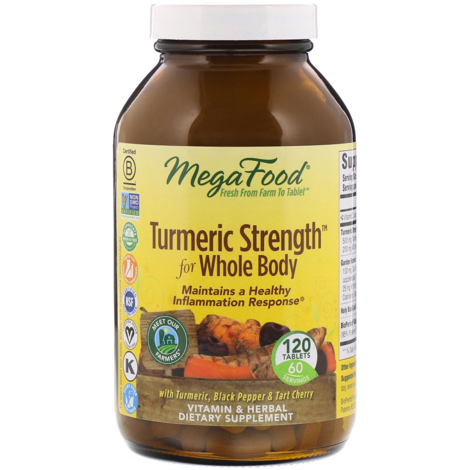 MegaFood, Turmeric Strength for Whole Body, 120 Tablets