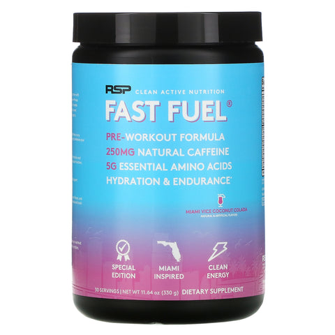 RSP Nutrition, Fast Fuel, Pre-Workout Formula, Hydration & Endurance, Miami Vice Coconut Colada, 11.64 oz (330 g)