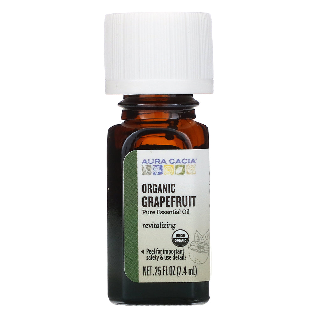 Aura Cacia, Pure Essential Oil, Organic Grapefruit, .25 fl oz (7.4 ml)