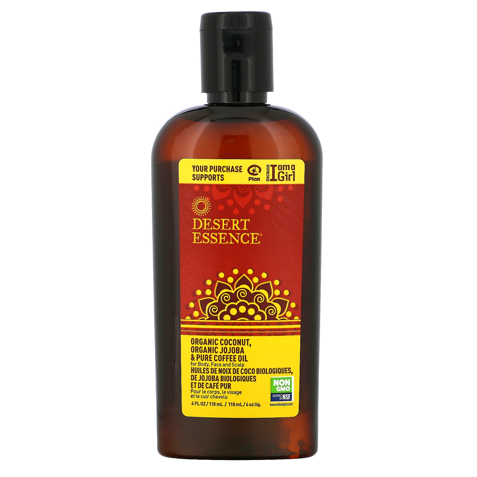 Desert Essence, Organic Coconut, Organic Jojoba & Pure Coffee Oil, 4 fl oz (118 ml)