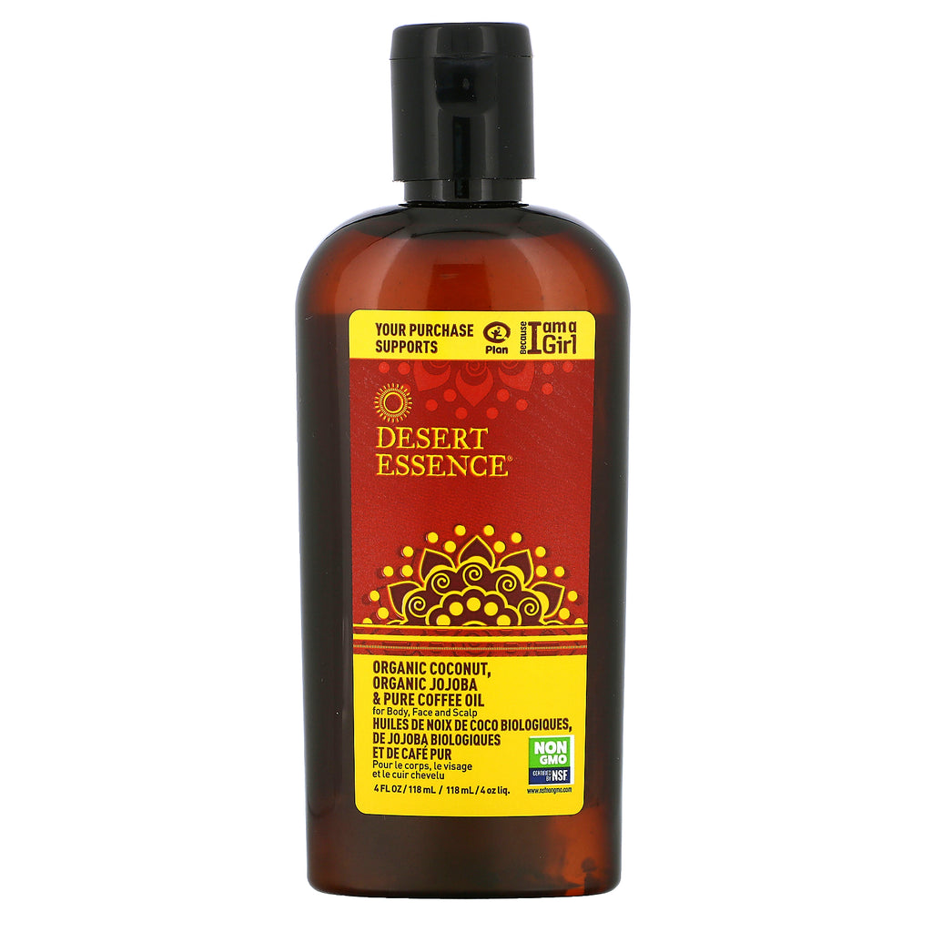 Desert Essence, Organic Coconut, Organic Jojoba & Pure Coffee Oil, 4 fl oz (118 ml)