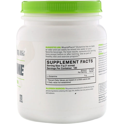 MusclePharm, Essentials, Glutamine, Unflavored, 1.32 lbs (600 g)