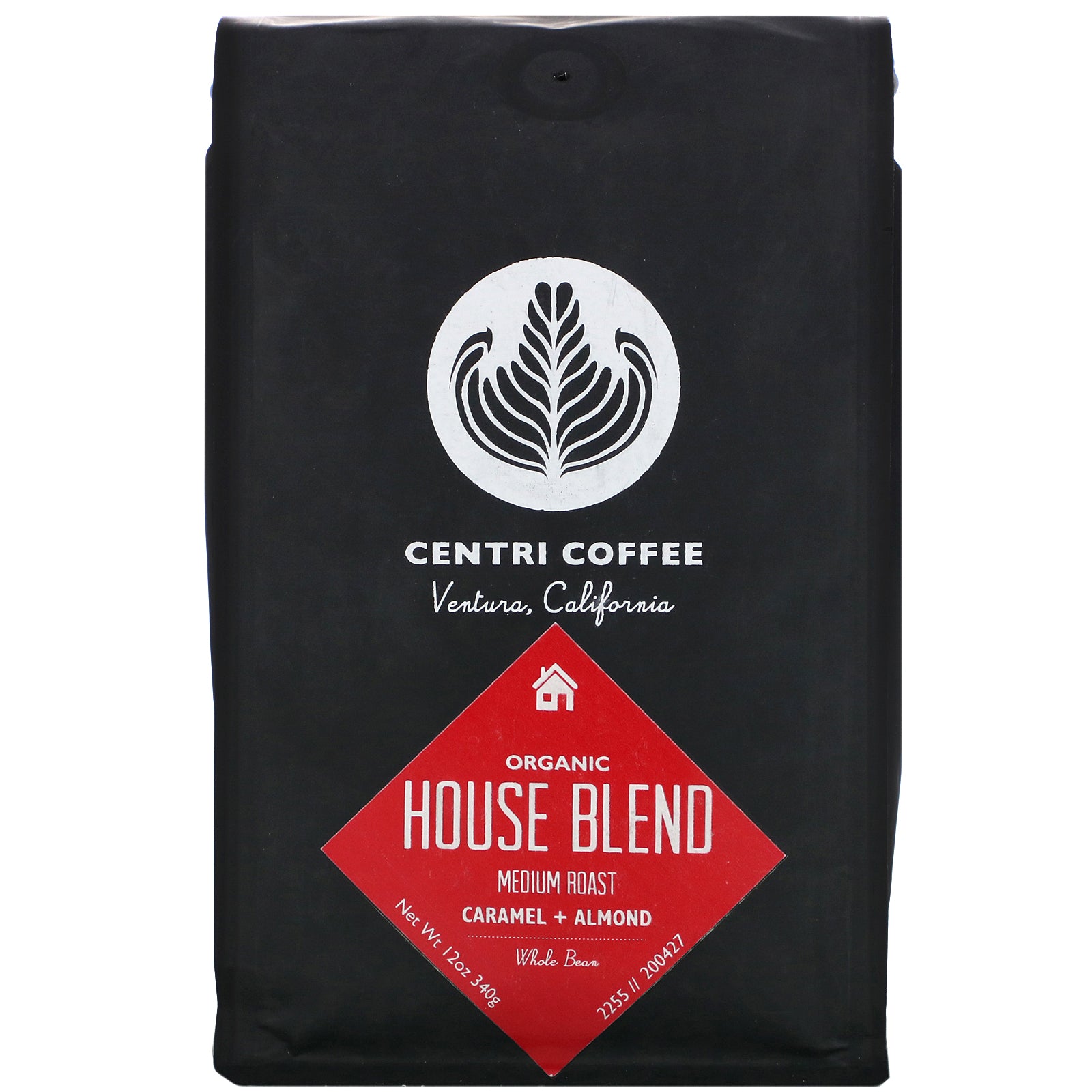 Cafe Altura, Organic Centri Coffee, House Blend, Medium Roast, Whole Bean, Caramel + Almond, 12 oz (340 g)