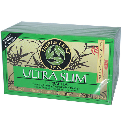 Triple Leaf Tea, Ultra Slim, Herbal Tea, Caffeine-Free, 20 Tea Bags, 1.4 oz (40 g)