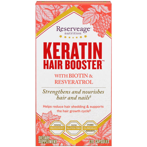 ReserveAge Nutrition, Keratin Hair Booster with Biotin & Resveratrol, 120 Capsules