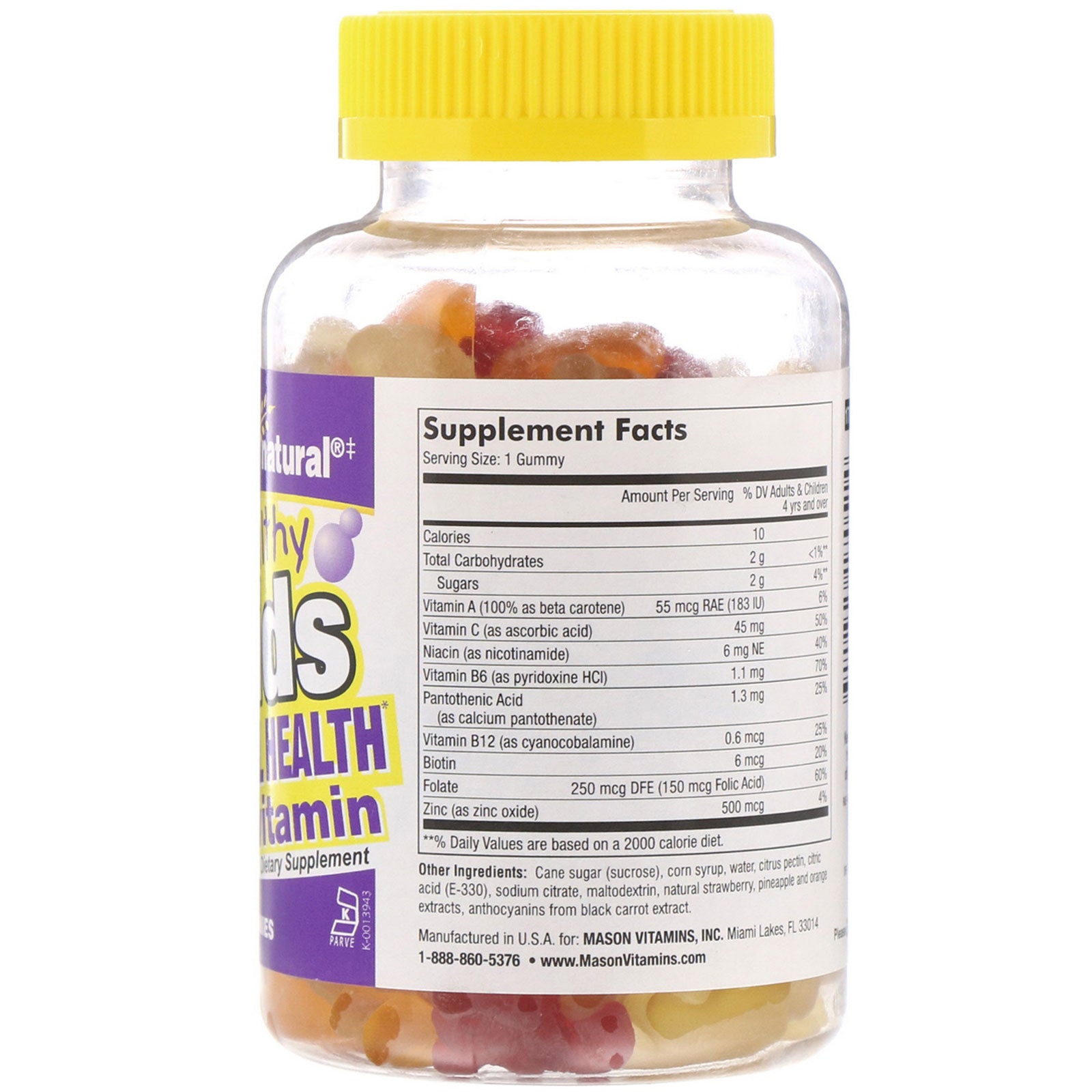 Mason Natural, Healthy Kids, Overall Health Multivitamin, 100 Gummies