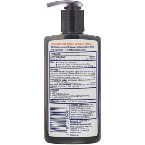 Biore, Charcoal Acne Clearing Cleanser, 6.77 fl oz (200 ml)