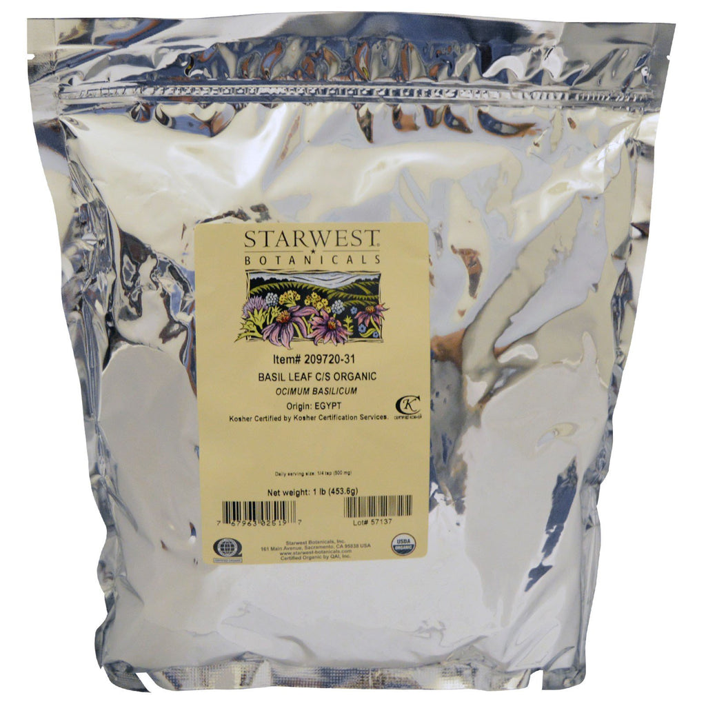 Starwest Botanicals, Organic, Basil Leaf C/S , 1 lb (453.6 g)