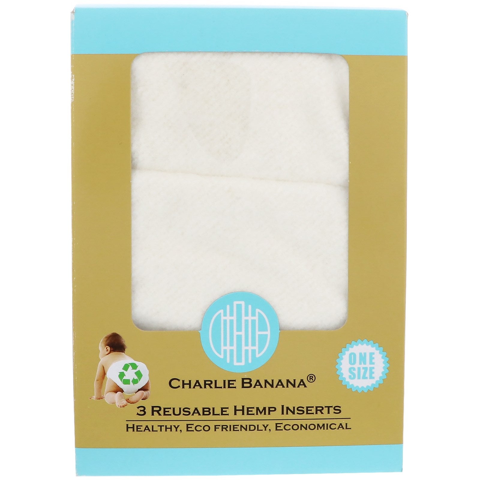 Charlie Banana, Reusable Hemp Inserts, One Size, 3 Inserts