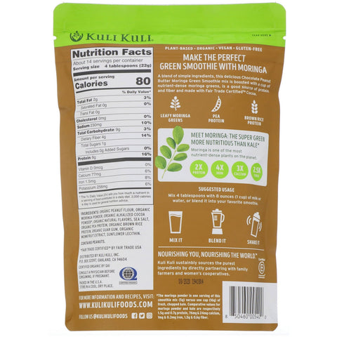 Kuli Kuli,  Moringa Green Smoothie With Plant Protein, Chocolate Peanut Butter , 10.7 oz (302 g)
