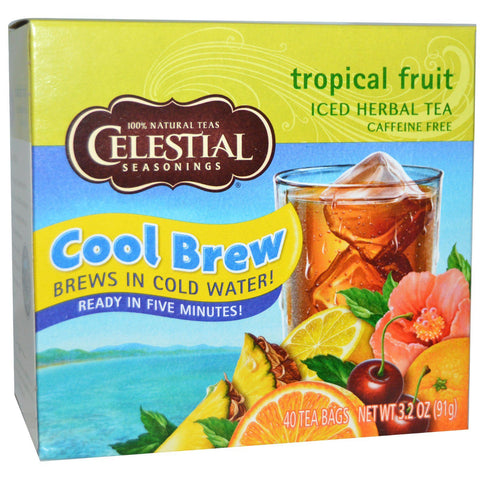 Celestial Seasonings, Iced Herbal Tea, Caffeine Free, Tropical Fruit, 40 Tea Bags, 3.2 oz (91 g)