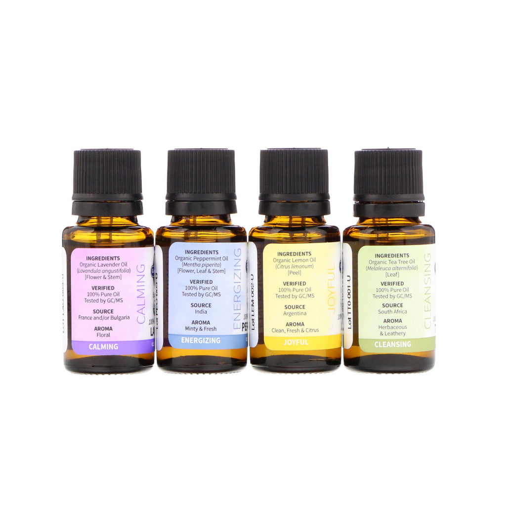 Garden of Life,  Essential Oil Starter Pack, Lavender, Peppermint, Lemon, Tea Tree, 4 Bottles, 0.5 fl oz (15 ml) Each
