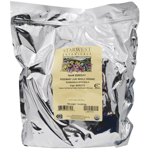 Starwest Botanicals, Organic Rosemary Leaf Whole, 1 lb (453.6 g)