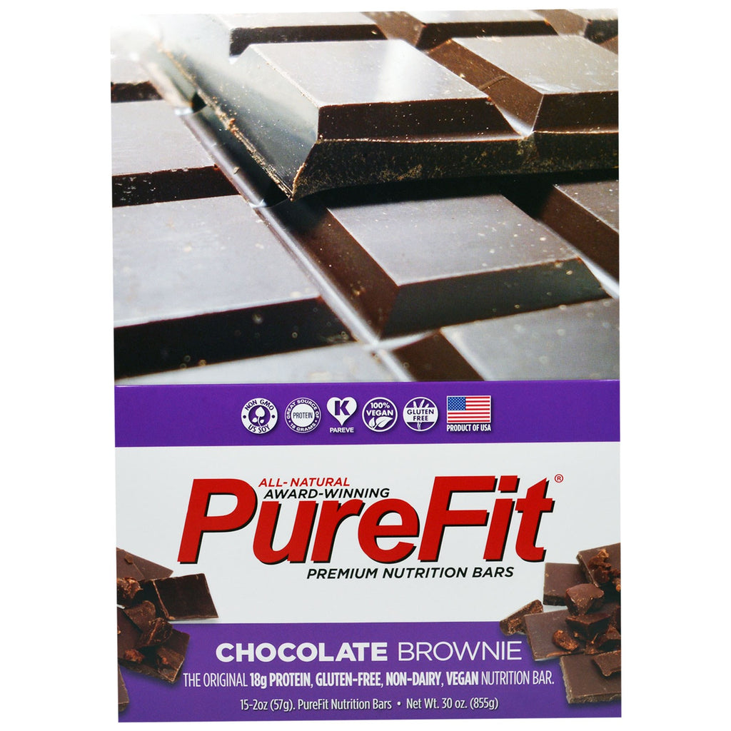 PureFit Bars, Premium Nutrition Bars, Chocolate Brownie, 15 Bars, 2 oz (57 g) Each