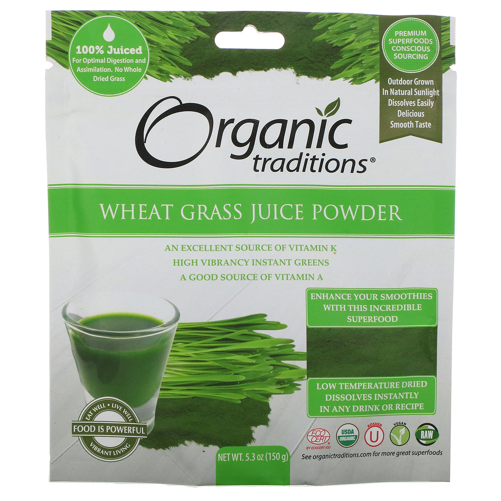 Organic Traditions, Wheat Grass Juice Powder, 5.3 oz (150 g)