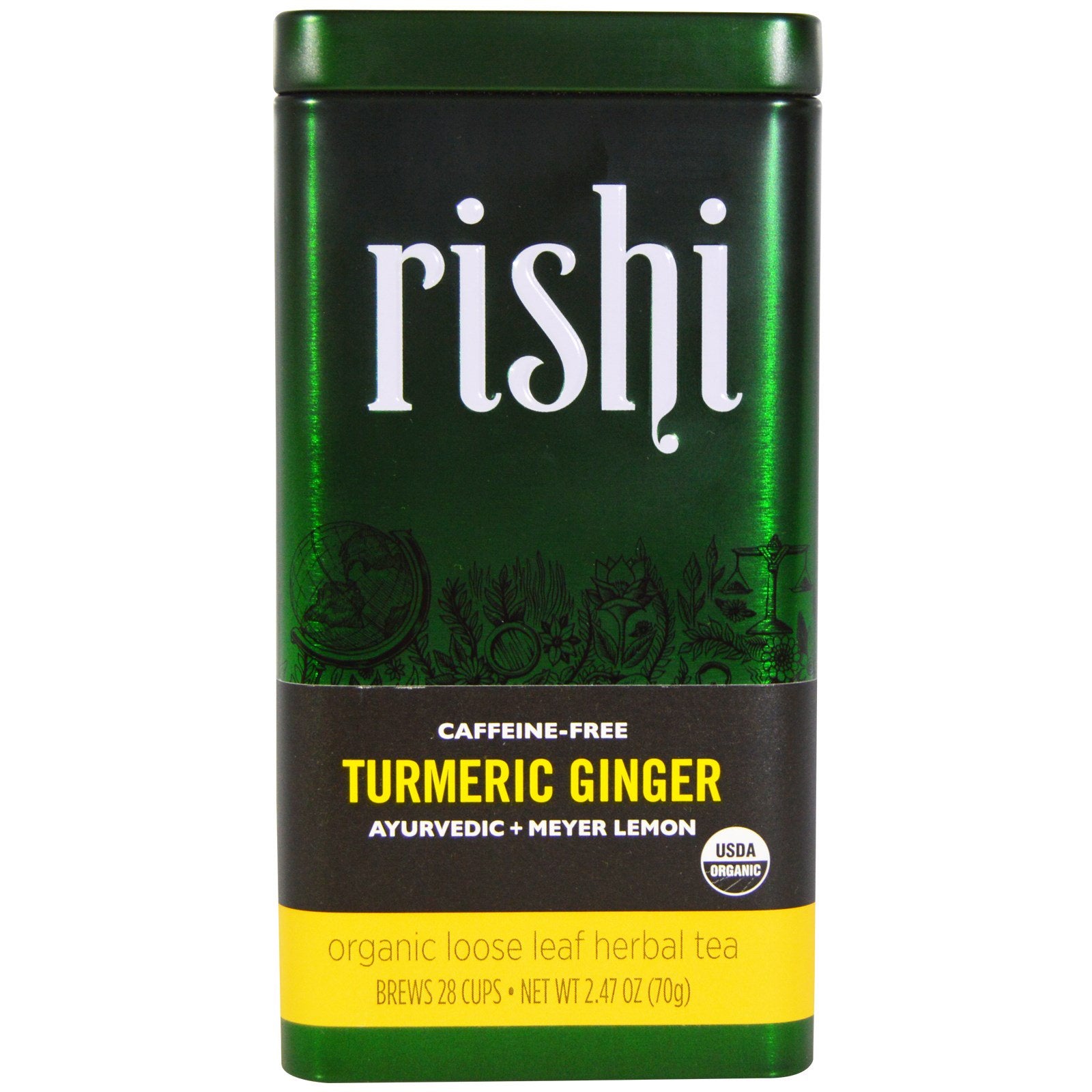 Rishi Tea, Turmeric Ginger, Organic Loose Leaf Herbal Tea, Ayurvedic + Meyer Lemon, 2.47 oz (70 g)