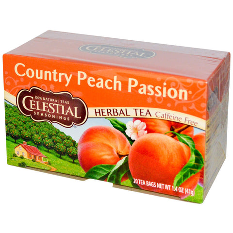 Celestial Seasonings, Herbal Tea, Country Peach Passion, Caffeine Free, 20 Tea Bags, 1.4 oz (41 g)