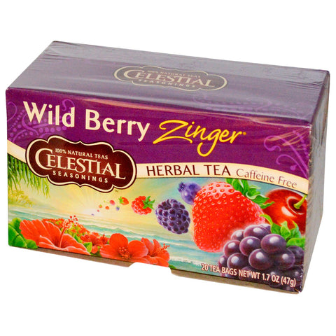 Celestial Seasonings, Herbal Tea, Caffeine Free, Wild Berry Zinger, 20 Tea Bags, 1.7 oz (47 g)