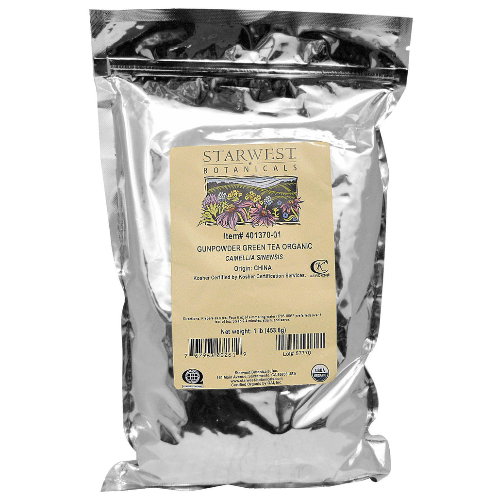 Starwest Botanicals, Organic Gunpowder Green Tea, 1 lb (453.6 g)