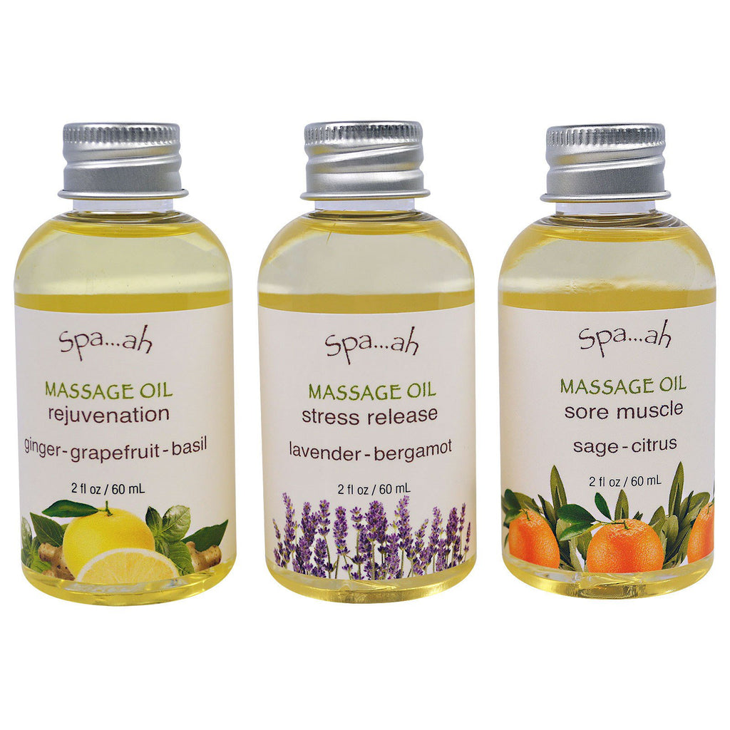 Smith & Vandiver, Spa...ah, Massage Oils Sampler, 3 Piece Set, 2 fl oz (60 ml) Each