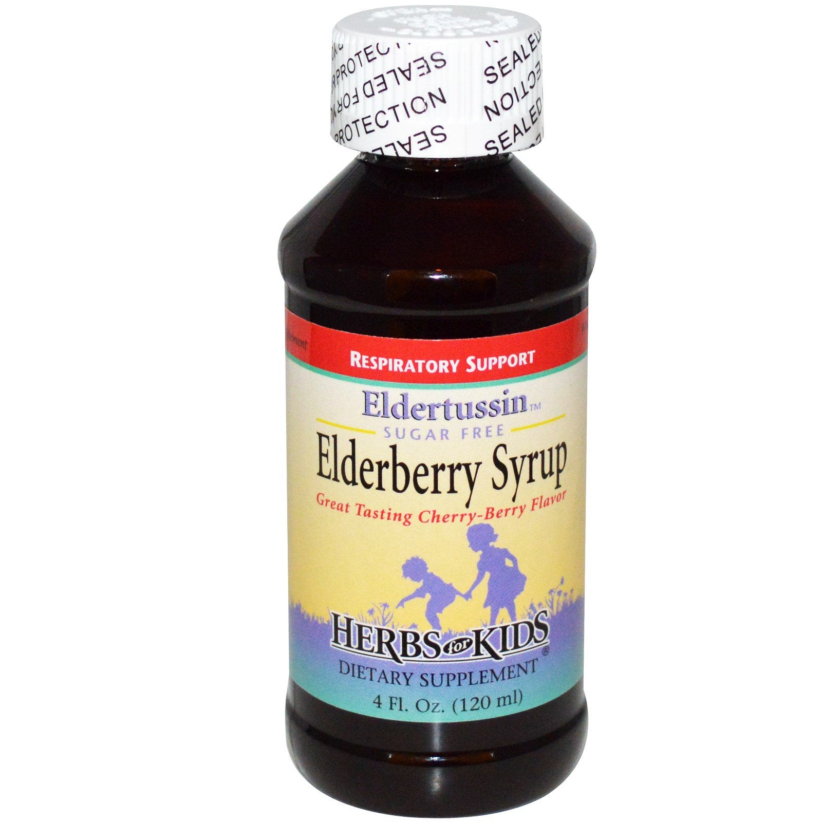 Herbs for Kids, Sugar Free Elderberry Syrup, Cherry-Berry Flavor, 4 fl oz (120 ml)