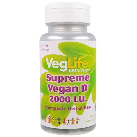 VegLife, Supreme Vegan D, 2,000 IU, 100 Tablets