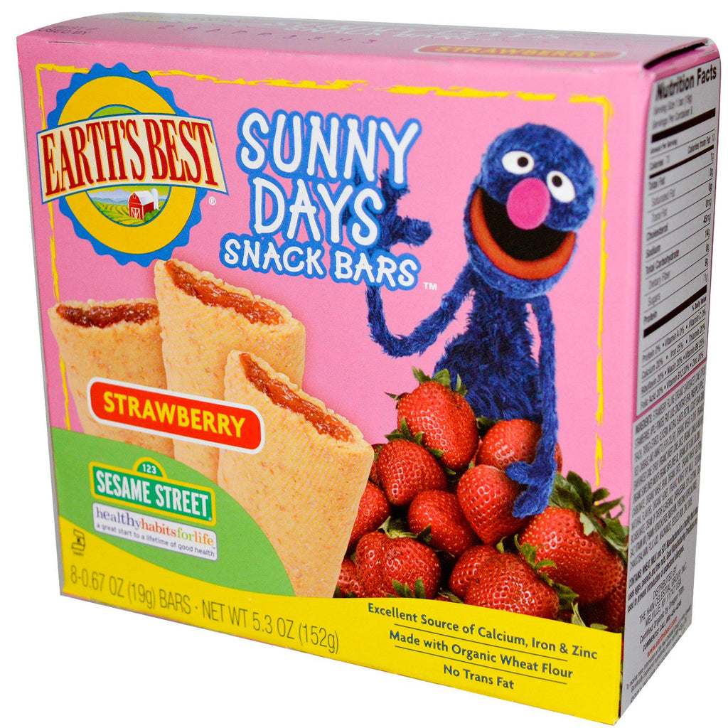 Earth's Best, Organic Sunny Days Snack Bars, Strawberry, 8 Bars, 0.67 oz (19 g) Each