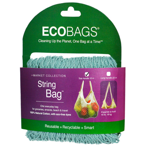 ECOBAGS, Market Collection, String Bag, Tote Handle 10 in, Washed Blue, 1 Bag