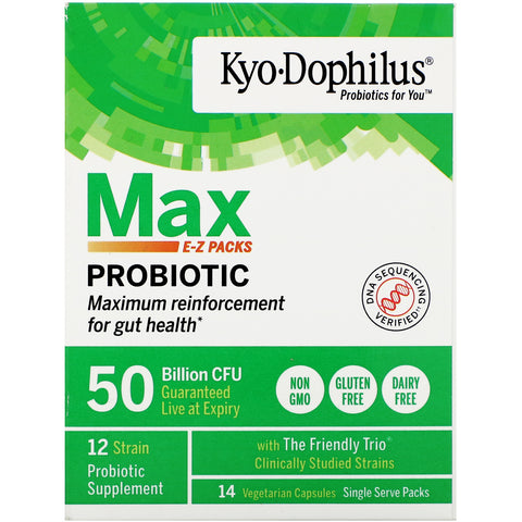 Kyolic, Kyo-Dophilus, Max Probiotic E-Z Packs, 50 Billion CFU, 14 Vegetarian Capsules