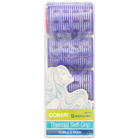 Conair, Thermal Self-Grip, Curls & Body, Hair Rollers, 12 Assorted Rollers