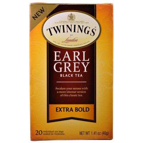 Twinings, Black Tea, Earl Grey, Extra Bold, 20 Tea Bags - 1.41 oz (40 g)