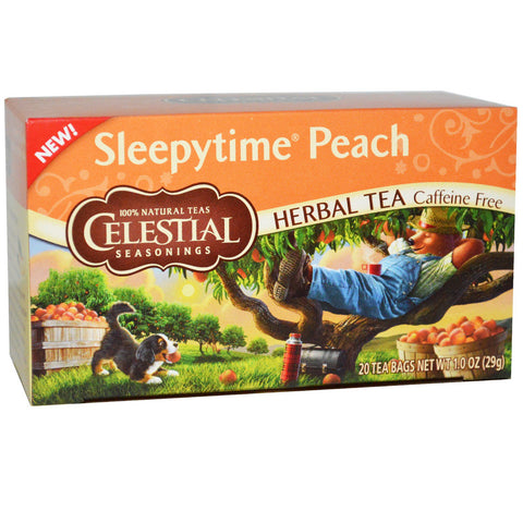 Celestial Seasonings, Herbal Tea, Caffeine Free, Sleepytime Peach, 20 Tea Bags, 1.0 oz (29 g)