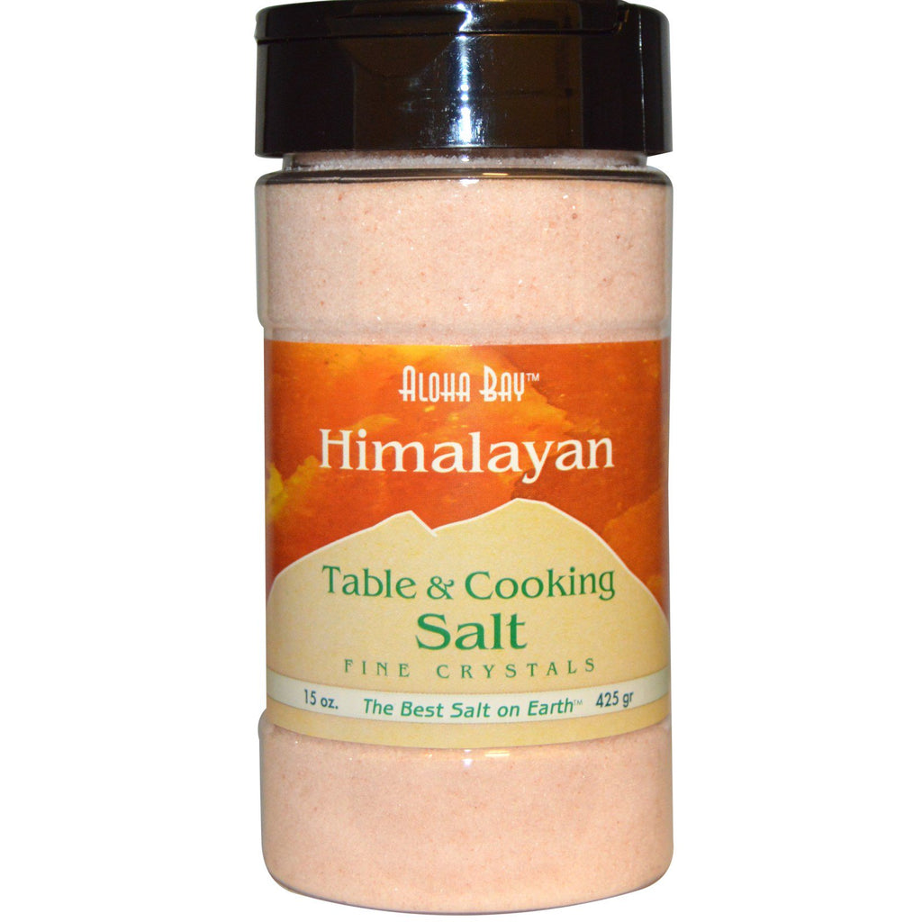 Aloha Bay, Himalayan  Table & Cooking Salt, Fine Crystals, 15 oz (425 g)