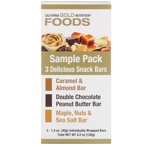 California Gold Nutrition, Foods, Sample Snack Bar Pack, 3 Bars, 1.4 oz (40 g) Each