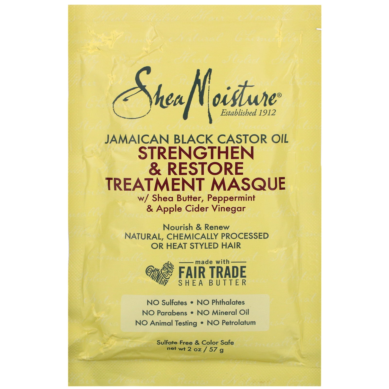 SheaMoisture, Jamaican Black Castor Oil, Strengthen & Restore Treatment Masque, 2 oz (57 ml)