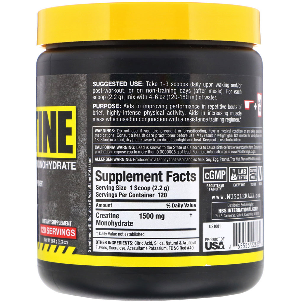 MuscleMaxx, Muscle-Building Creatine, Fruit Punch, 9.3 oz (264 g)
