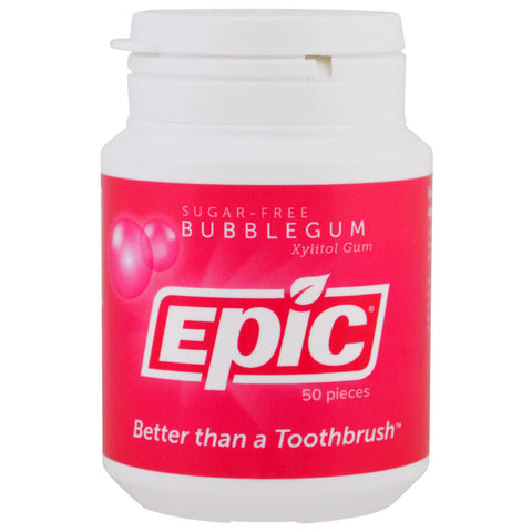 Epic Dental, Xylitol Gum, Sugar-Free, Bubblegum, 50 Pieces