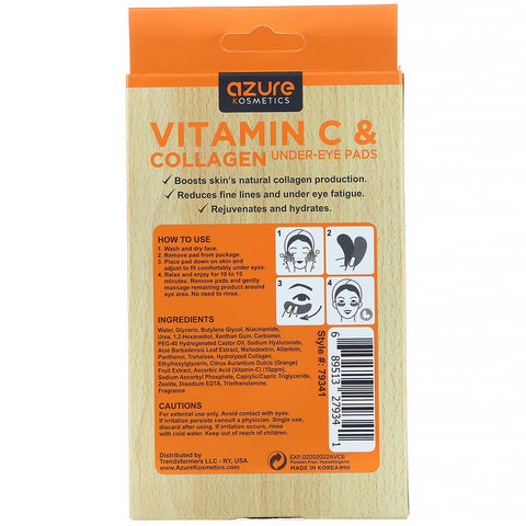Azure Kosmetics, Vitamin C & Collagen, Under-Eye Pads, Moisturizing,  5 Pairs