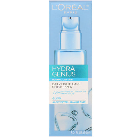 L'Oreal, Hydra Genius, Glow Daily Liquid Care Moisturizer, Normal/Dry Skin, 3.04 fl oz (90 ml)