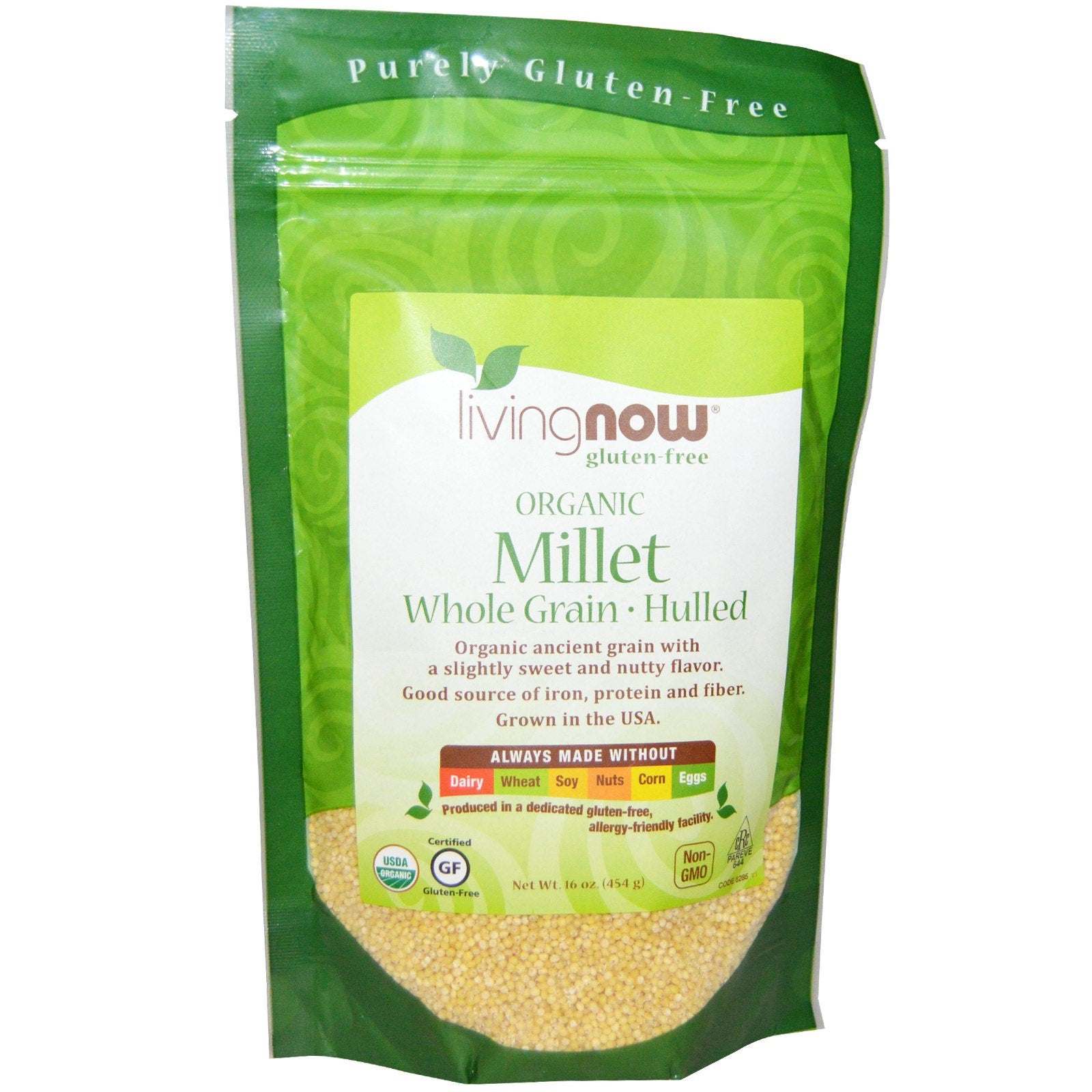 Now Foods, Real Food, Organic Millet Whole, Gluten Free, 16 oz (454 g)