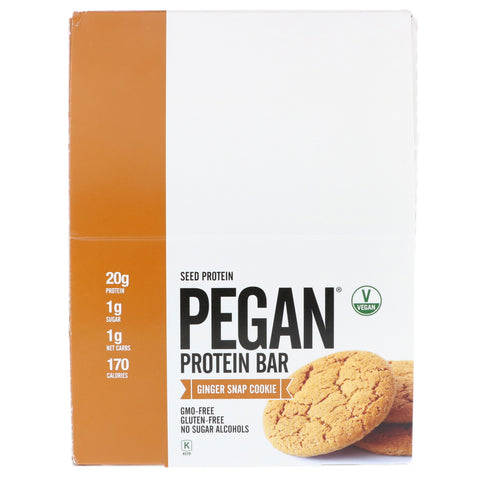Julian Bakery, PEGAN Protein Bar, Seed Protein, Ginger Snap Cookie, 12 Bars, 2.28 oz (64.7 g) Each