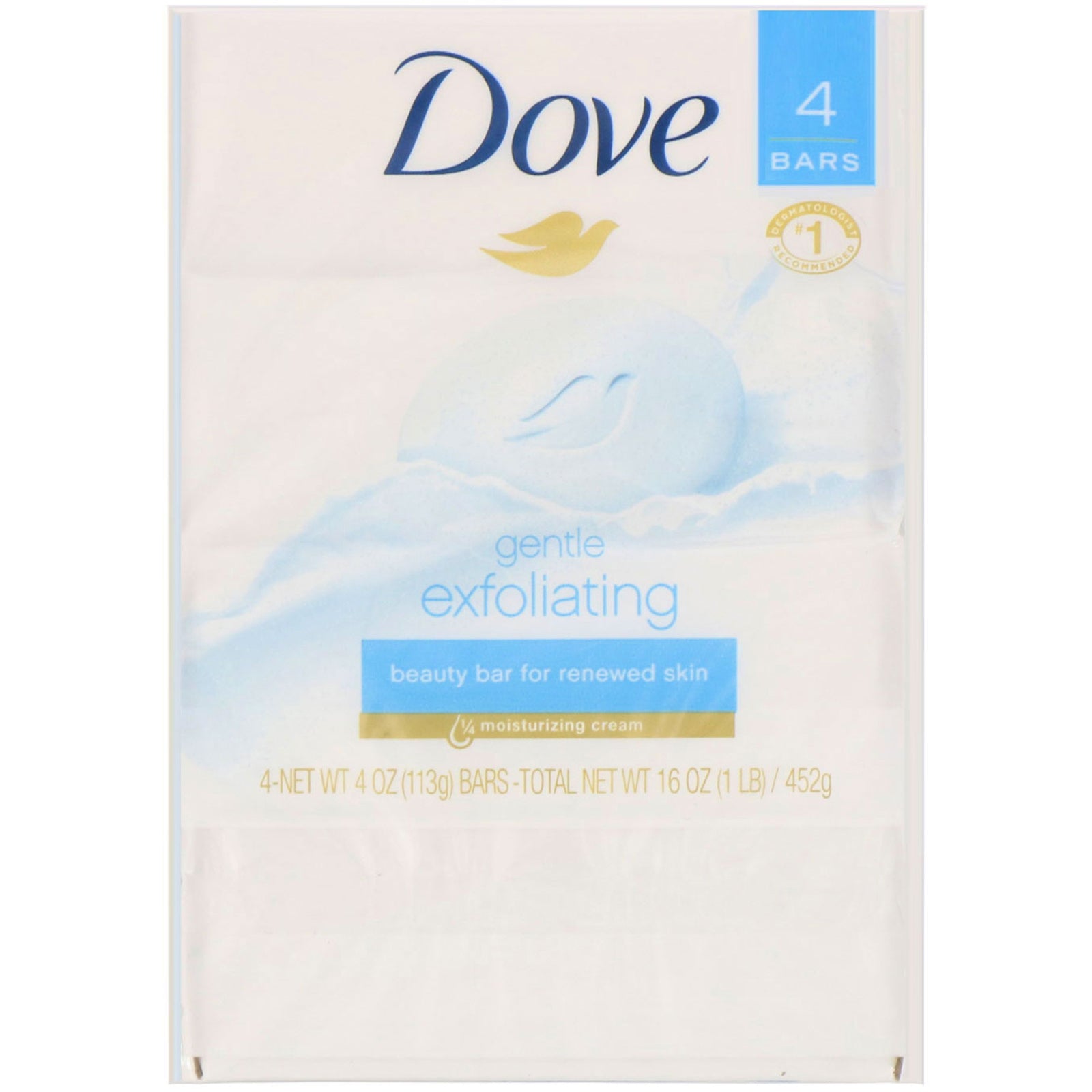 Dove, Gentle Exfoliating Beauty Bar, 4 Bars, 4 oz (113 g) Each