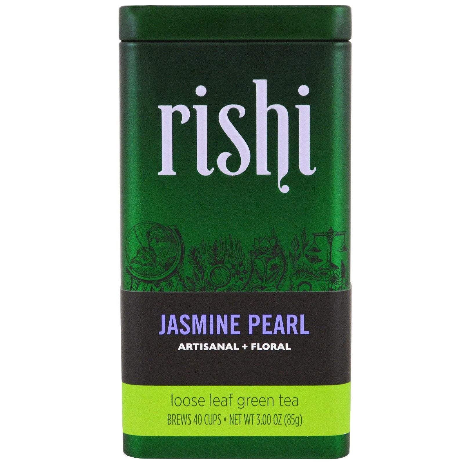 Rishi Tea, Organic Loose Leaf Green Tea, Jasmine Pearls, 3 oz (85 g)
