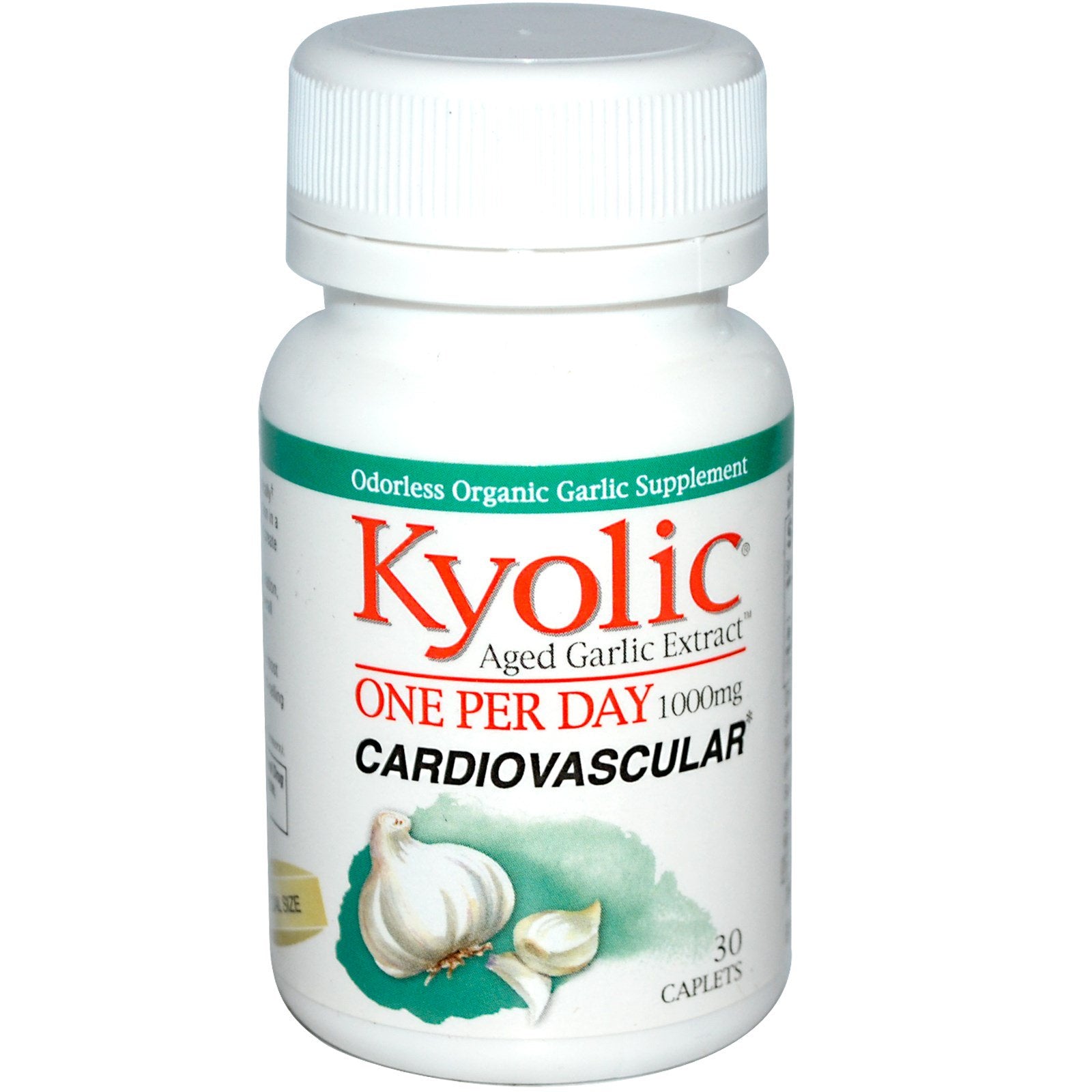 Kyolic, Aged Garlic Extract, One Per Day, Cardiovascular, 1,000 mg, 30 Caplets