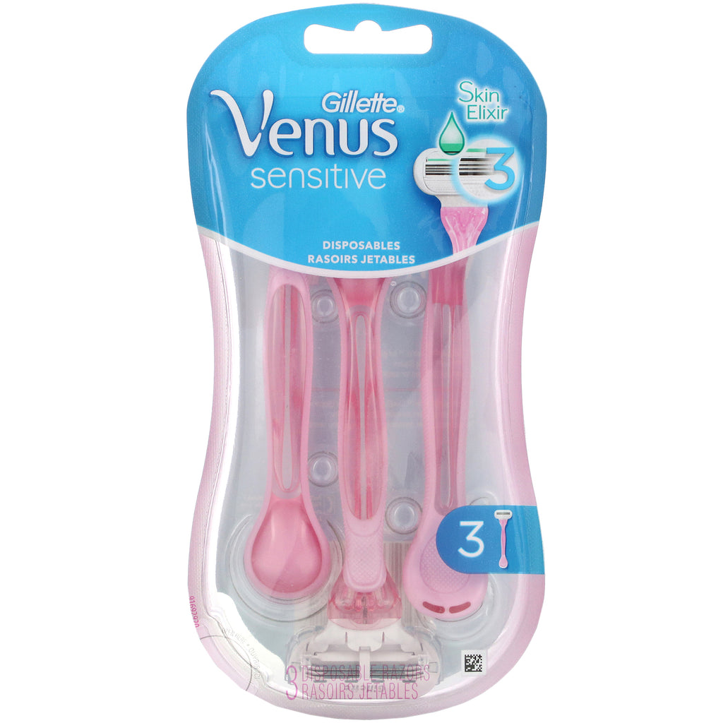 Gillette, Venus, SkinElixir, Sensitive, 3 Disposable Razors