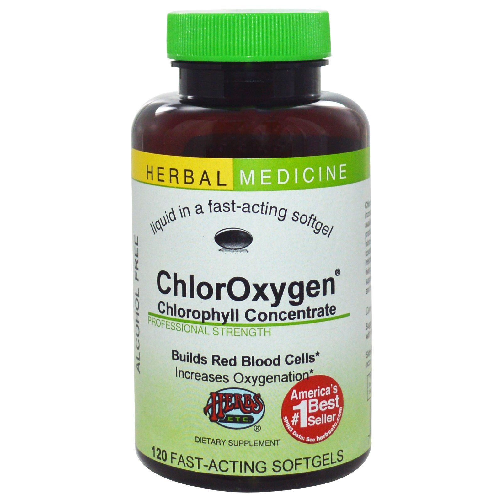 Herbs Etc., ChlorOxygen, Chlorophyll Concentrate, Alcohol Free, 120 Fast-Acting Softgels