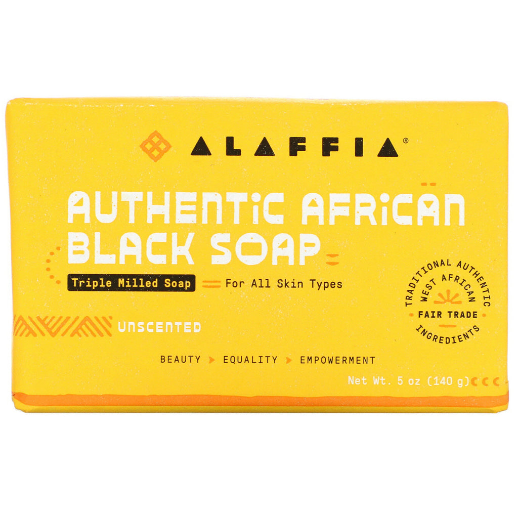 Alaffia, Authentic African Black Soap Triple Milled Soap, Unscented, 5 oz (140 g)