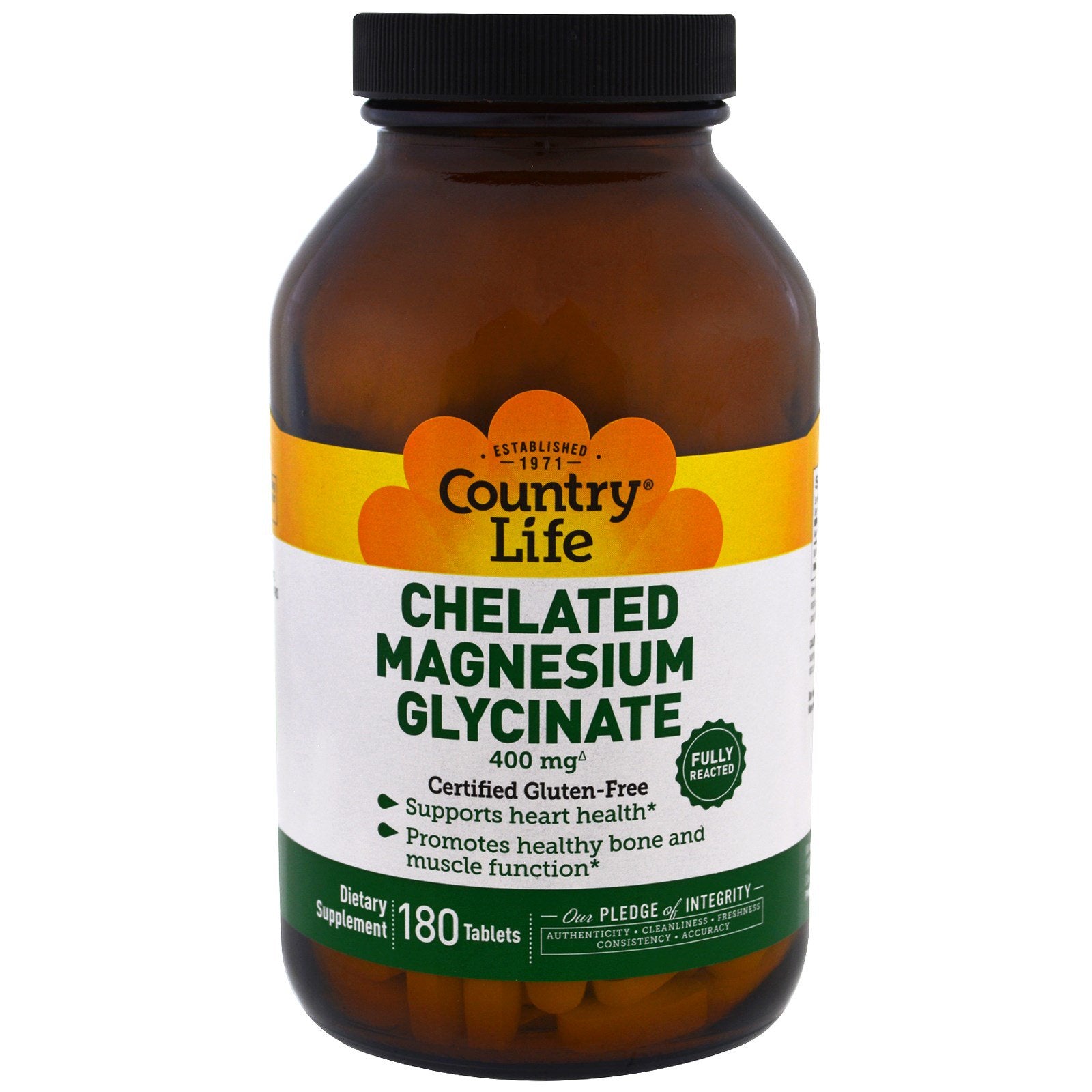 Country Life, Chelated Magnesium Glycinate, 400 mg, 180 Tablets