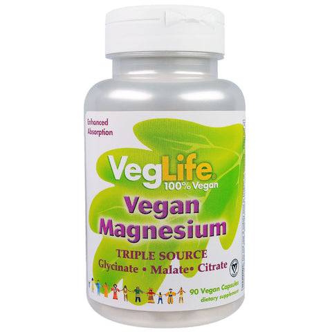 VegLife, Vegan Magnesium, Triple Source, 90 Vegan Caps