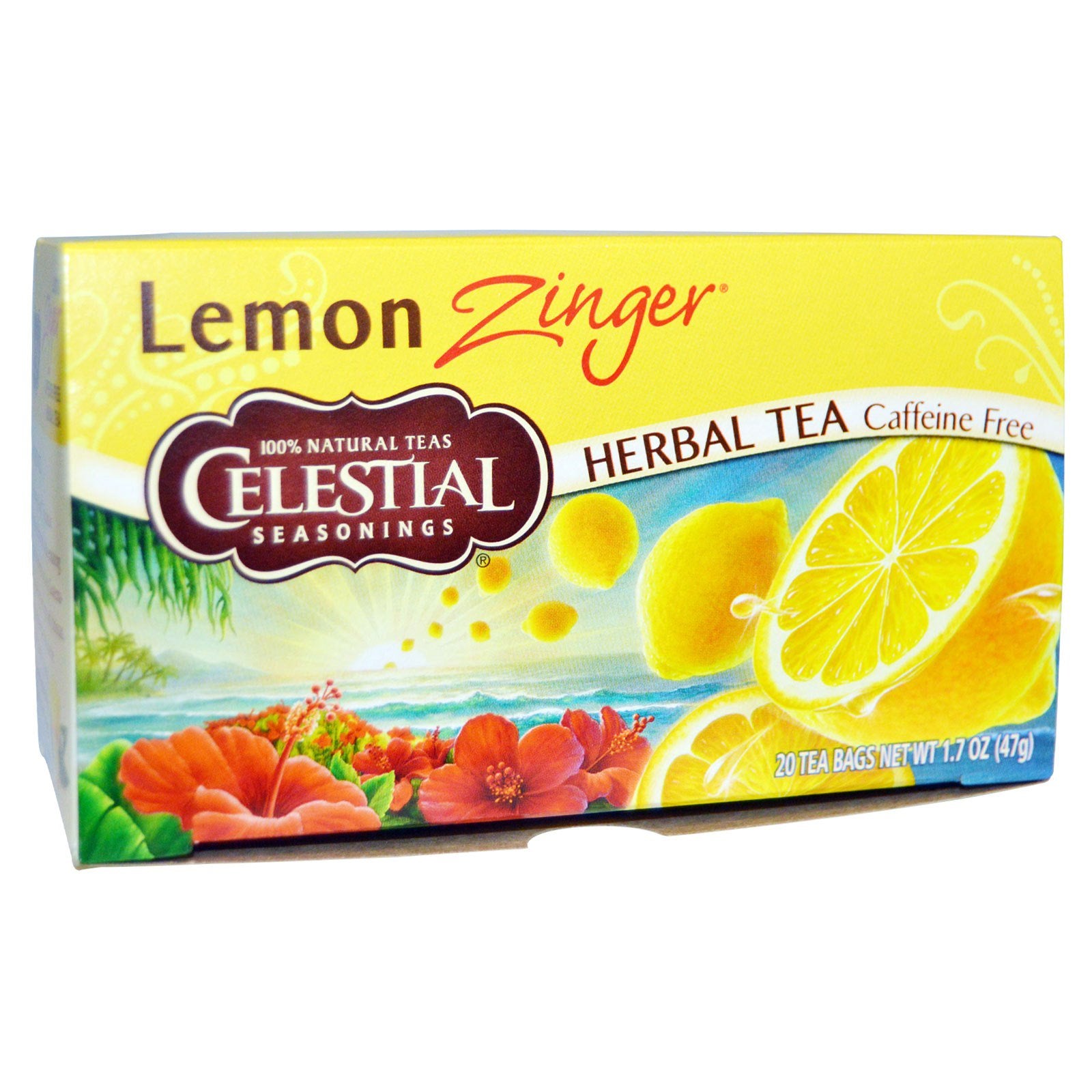 Celestial Seasonings, Herbal Tea, Caffeine Free, Lemon Zinger, 20 Tea Bags, 1.7 oz (47 g)